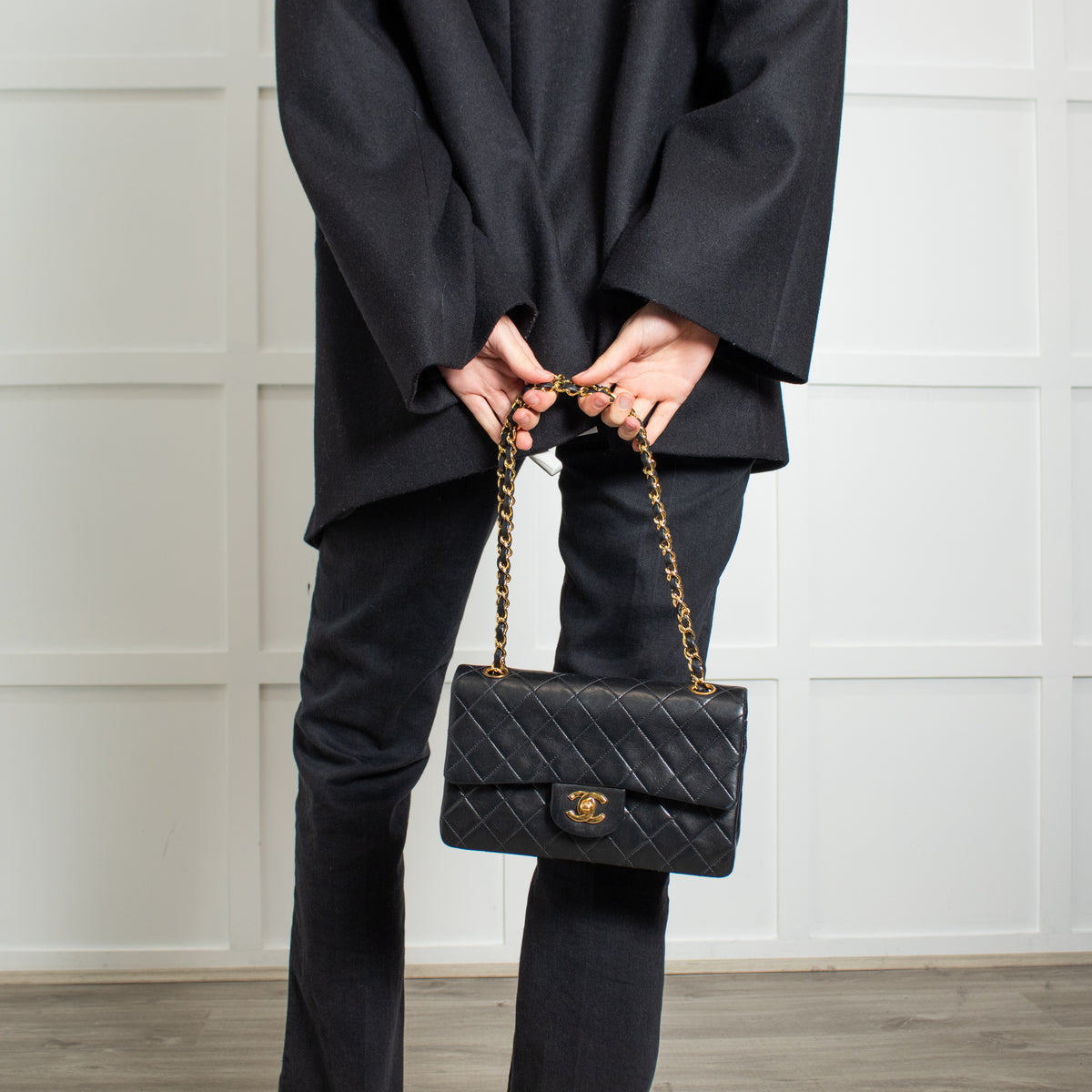 Chanel Black Lambskin Vintage Medium Double Flap