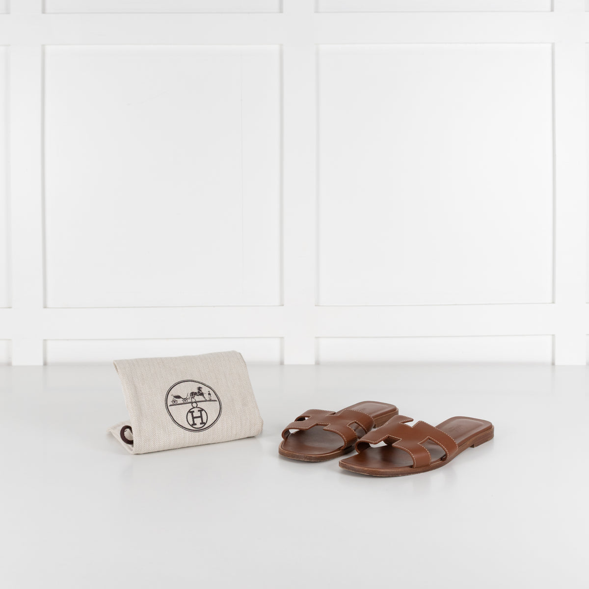 Hermes Tan Leather Oran Sandals
