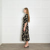 Ba&sh Black Cream Yellow Floral Button Up Front Dress