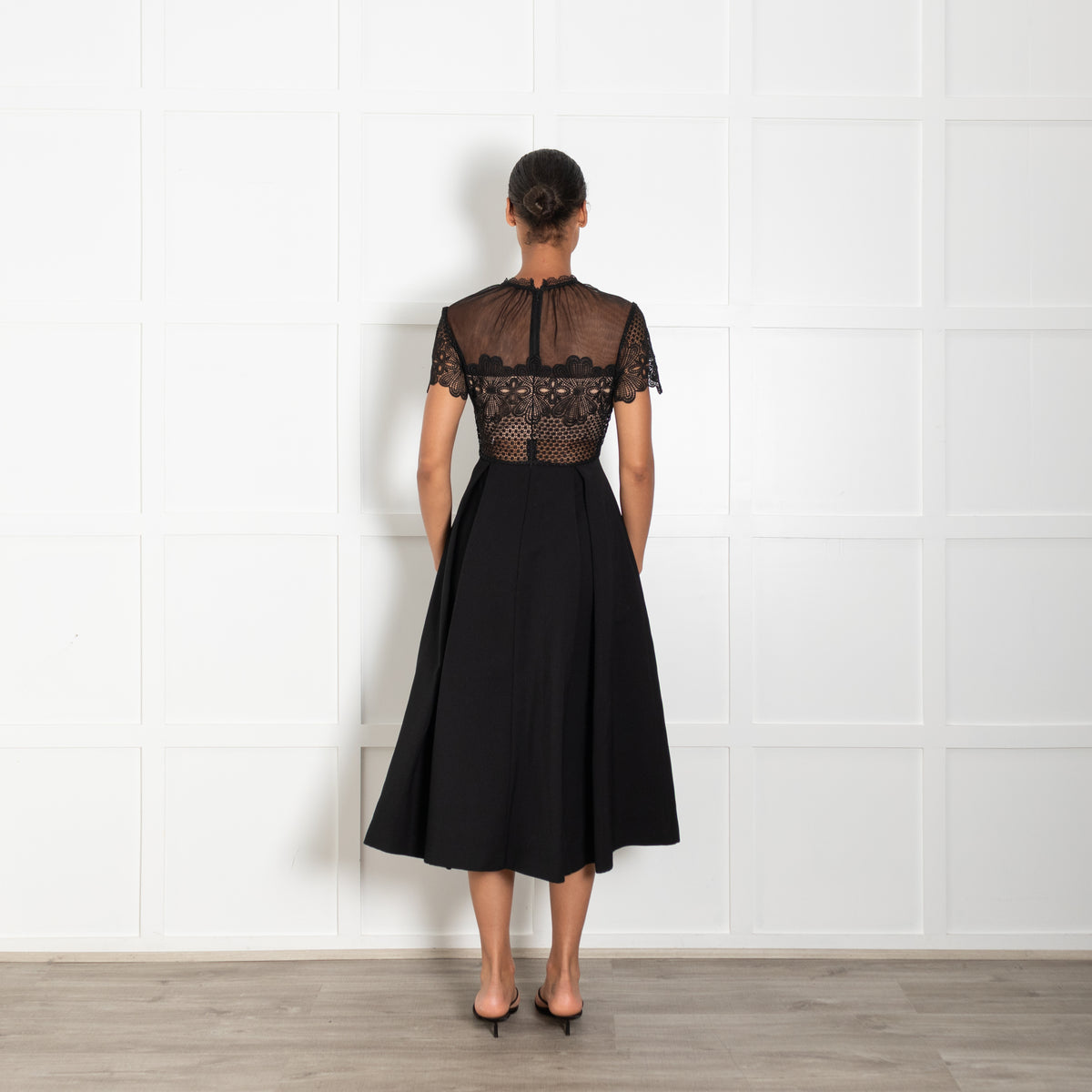 Self-Portrait Black Lace & Net Top Dress With Pockets