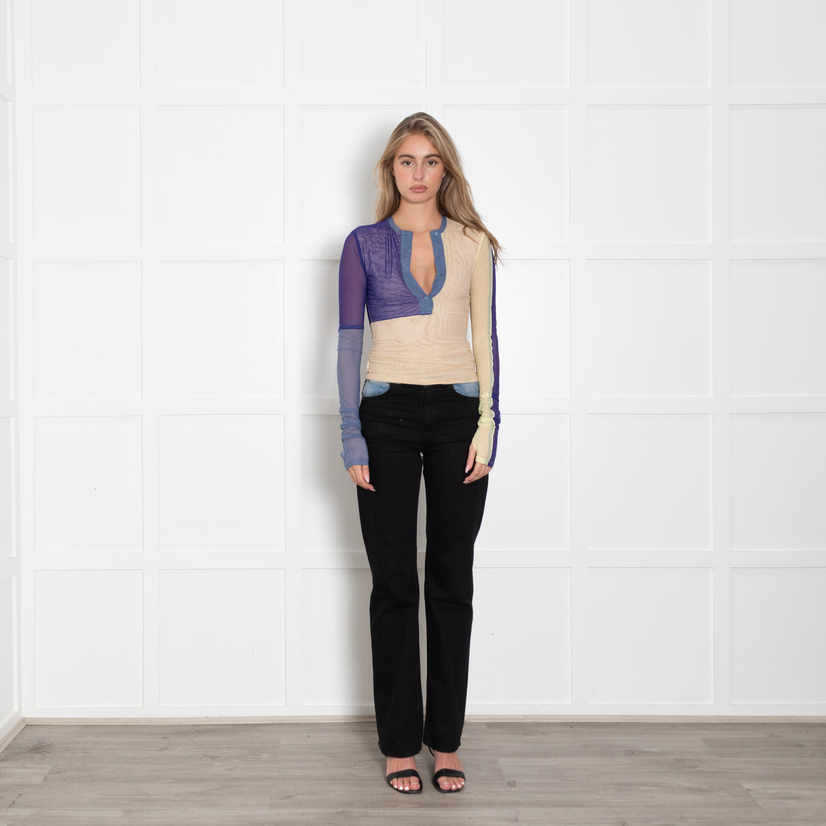SIR Multi Coloured Sheer Patchwork Top