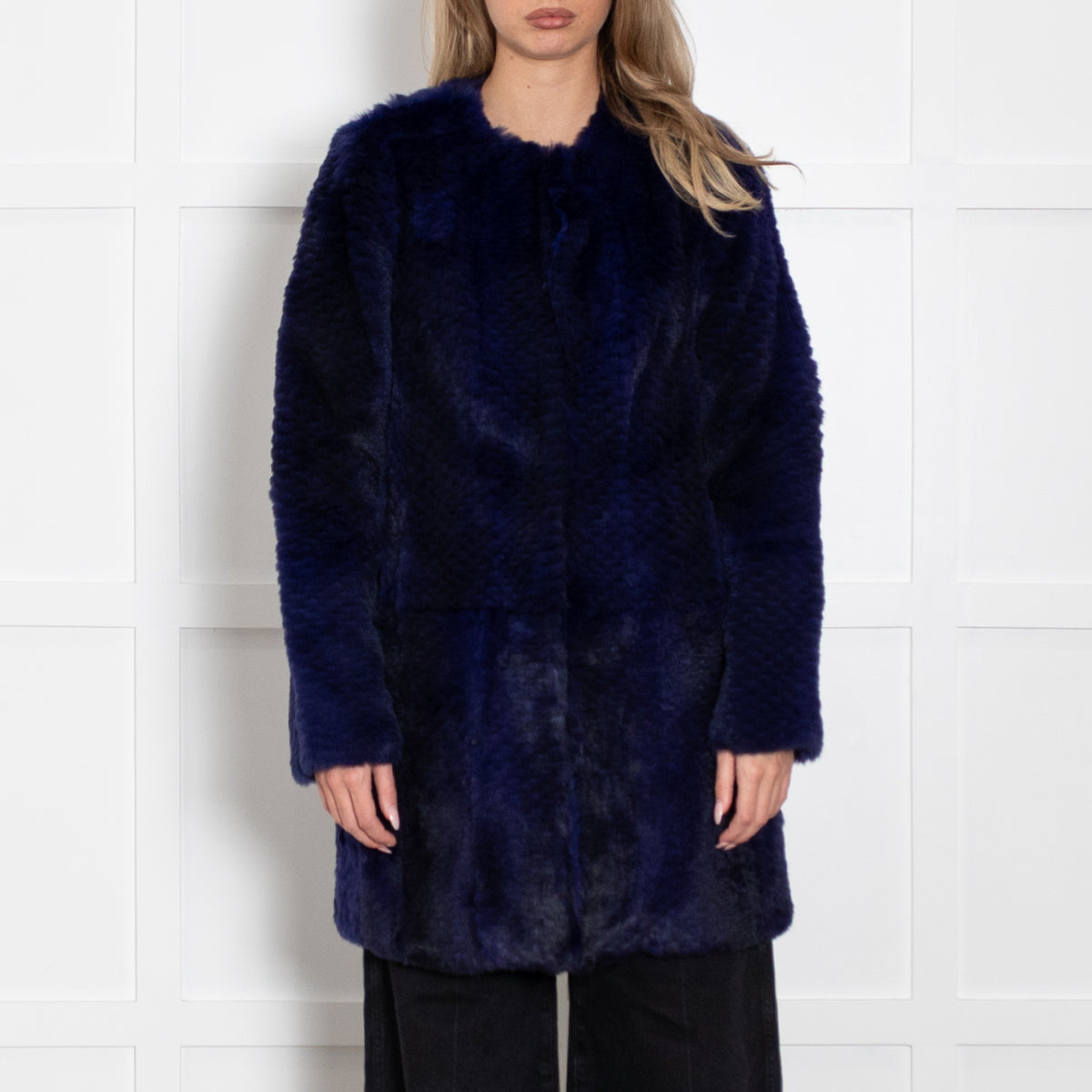 Diane Von Furstenberg Purple Rabbit Fur Coat