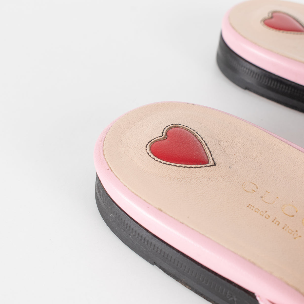 Gucci Pink Lace Princetown Mules