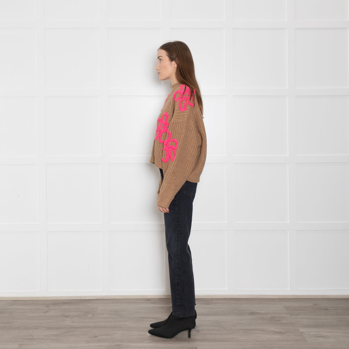 Essentiel Antwerp Camel Jumper with Neon Motif