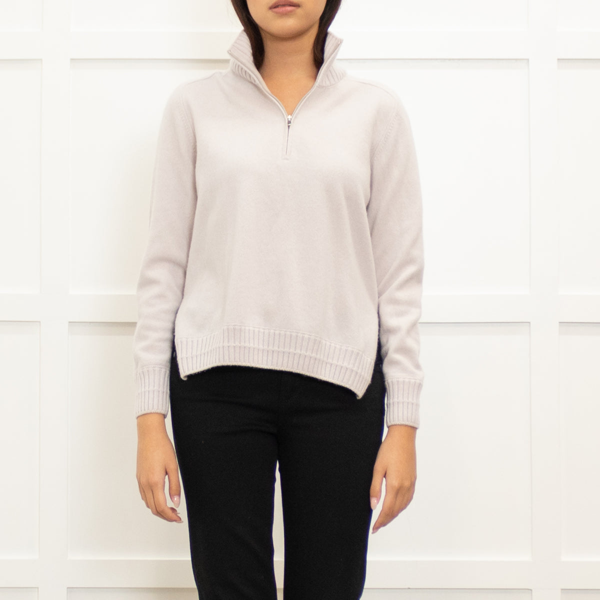 Gran Sasso Taupe Cashmere Zip Up Short Jumper