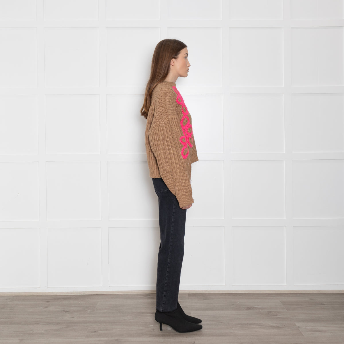Essentiel Antwerp Camel Jumper with Neon Motif