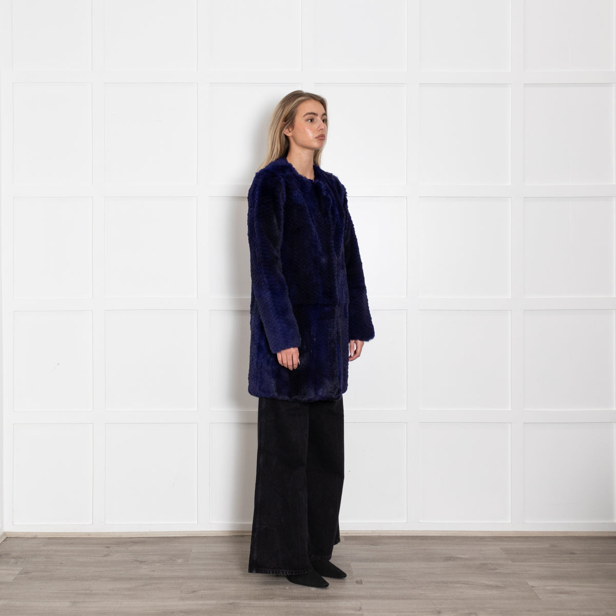 Diane Von Furstenberg Purple Rabbit Fur Coat