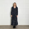 Apiece Apart Navy Shirred Silk Maxi Dress