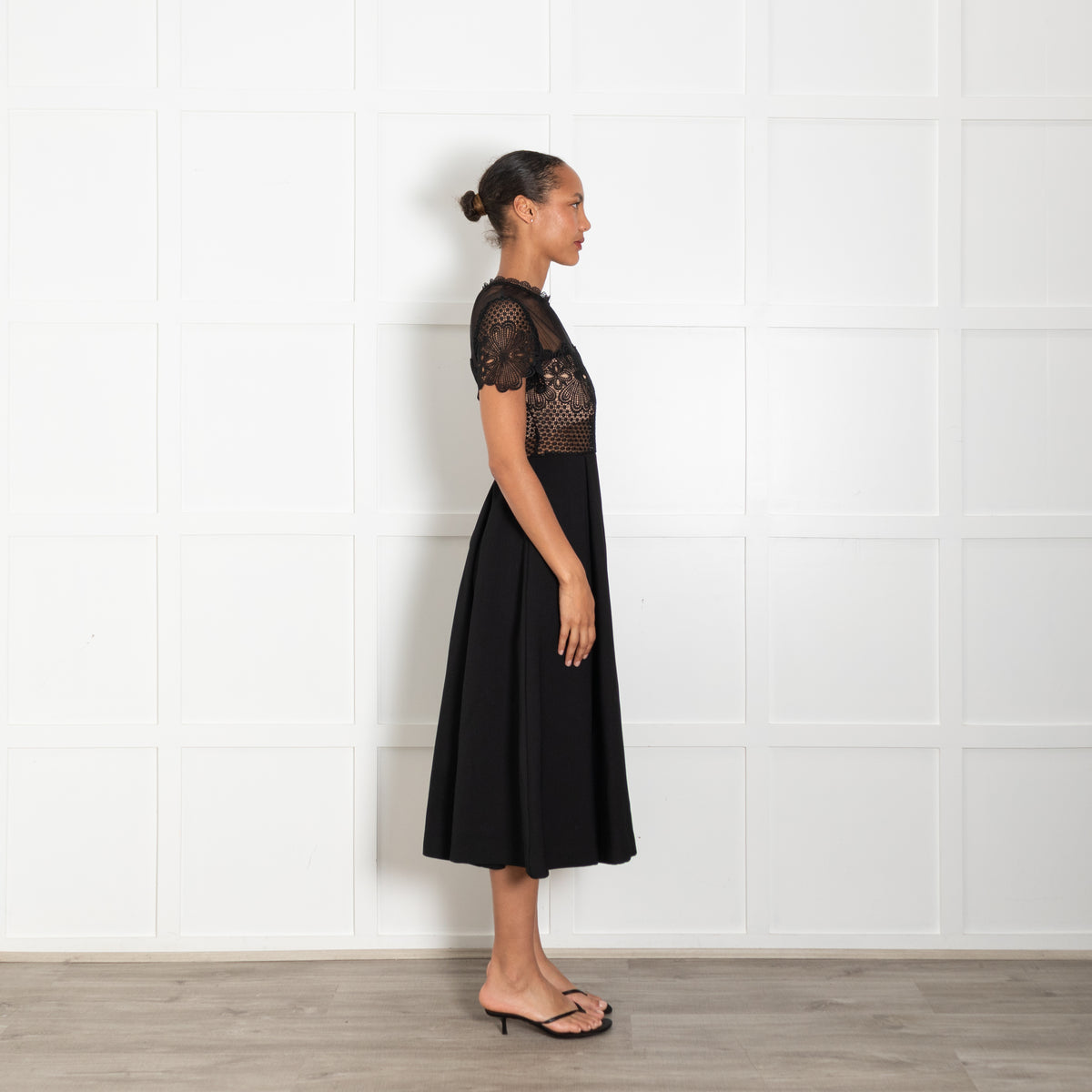 Self-Portrait Black Lace & Net Top Dress With Pockets