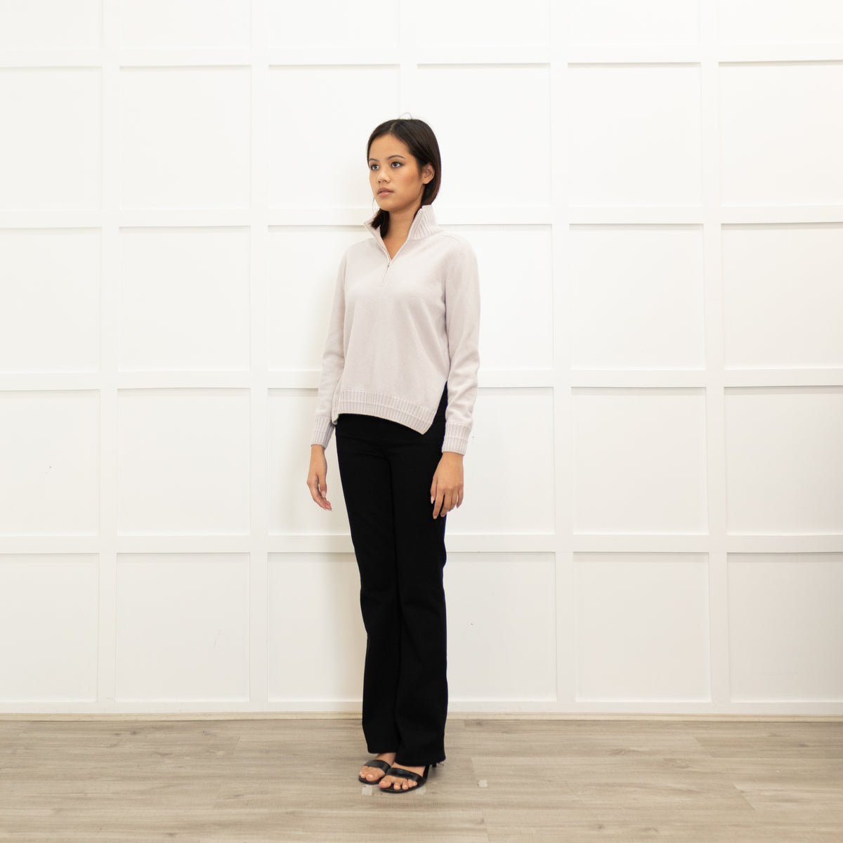 Gran Sasso Taupe Cashmere Zip Up Short Jumper