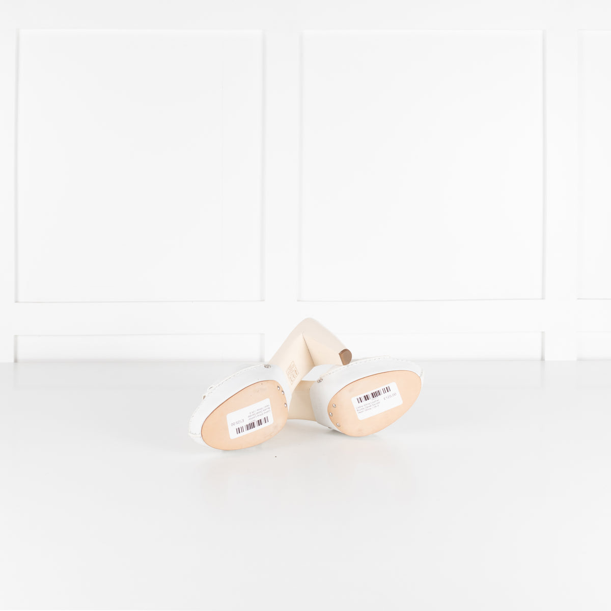 Celine White Leather Buckle Detail Sandal Heel