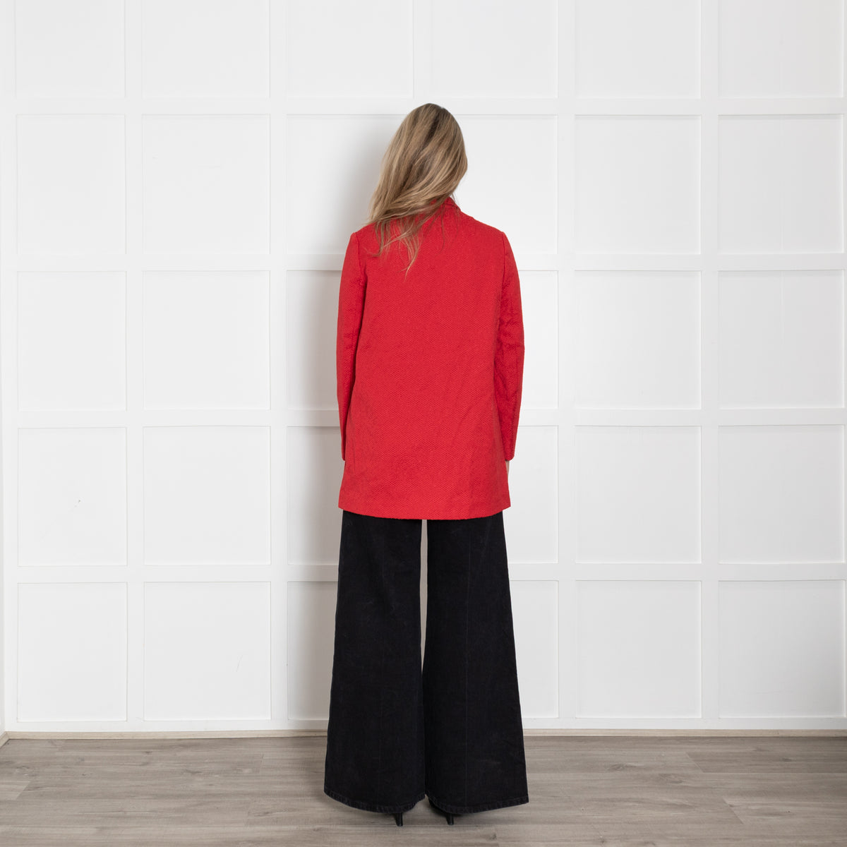 Maje Red Textured Tiger Pocket Detail Coat