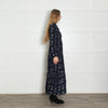 Apiece Apart Navy Shirred Silk Maxi Dress