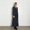 Apiece Apart Navy Shirred Silk Maxi Dress