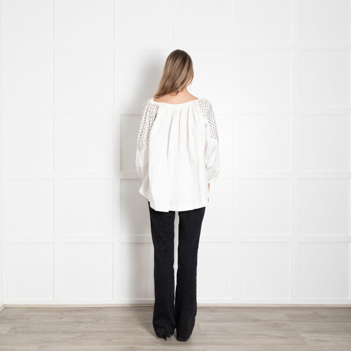 By Malene Birger Cream Studded Shoulder Oversized Cotton Top