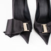 Ferragamo Black Silk Pointed Erica x5 Heels
