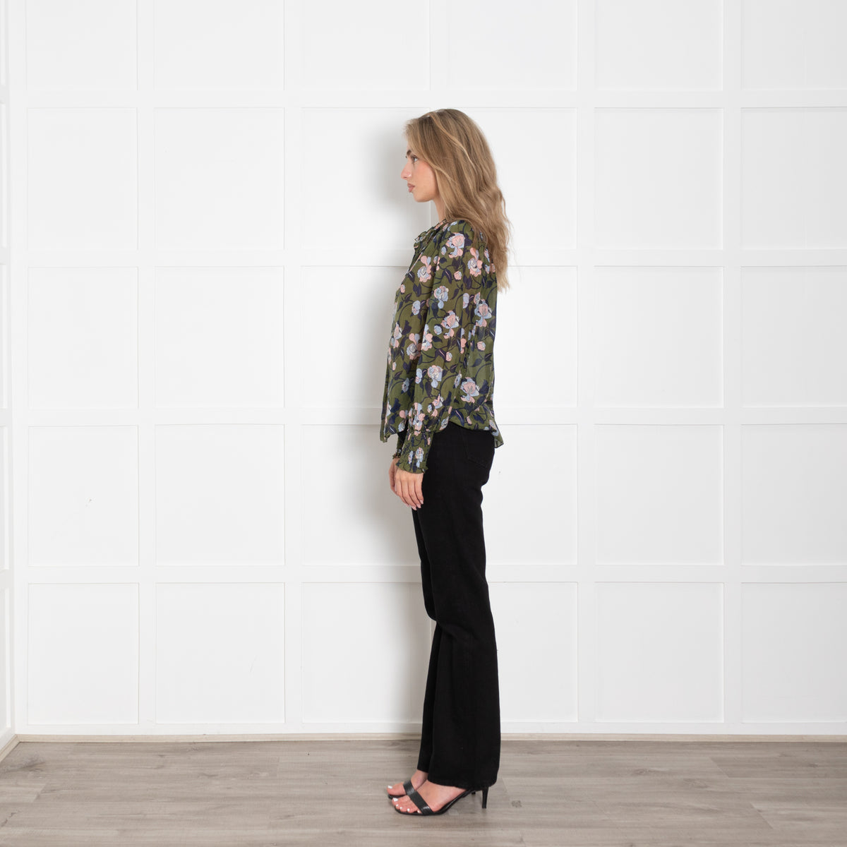 Me + Em Green Frilled Floral Blouse