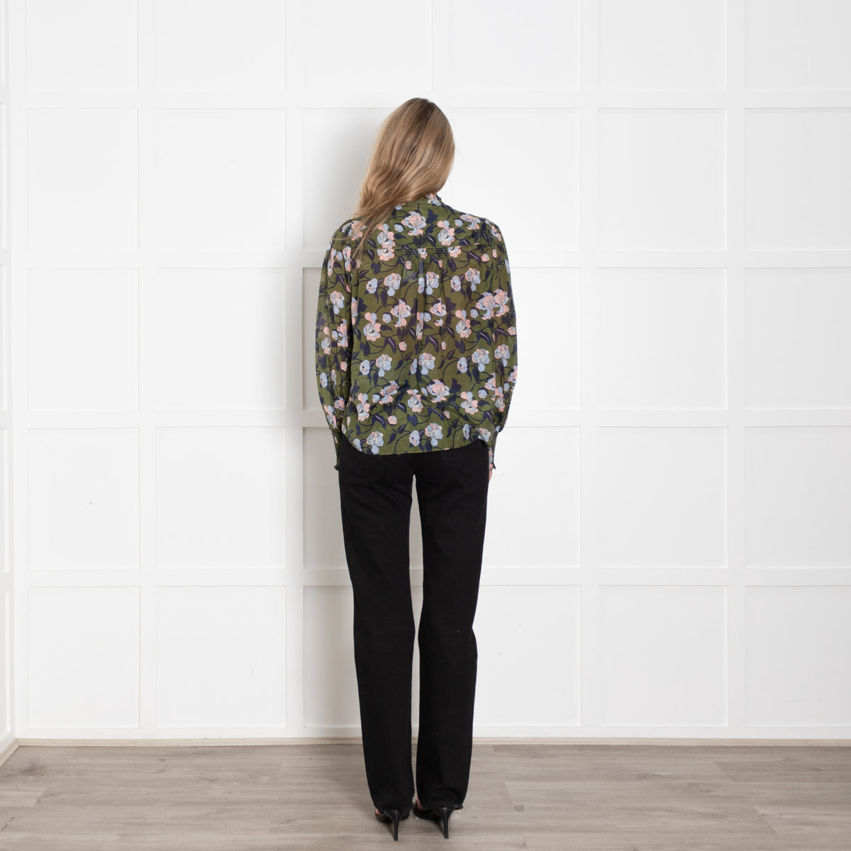 Me + Em Green Frilled Floral Blouse