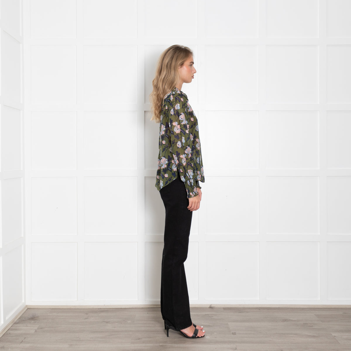 Me + Em Green Frilled Floral Blouse