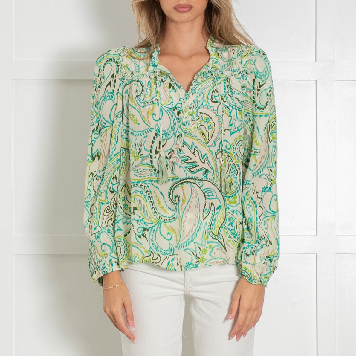 Moliin Green Tassle Blouse