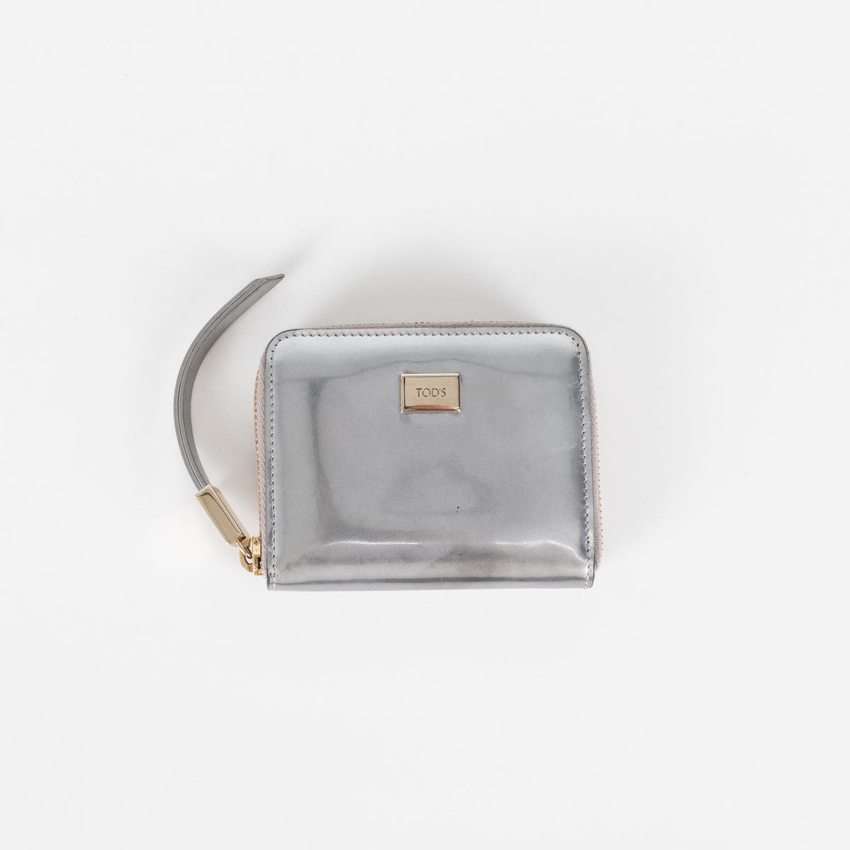 Tod's Silver Patent Leather Small Wallet