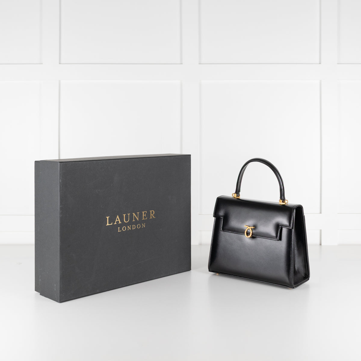 Launer London Black Traviata Top Handle Handbag