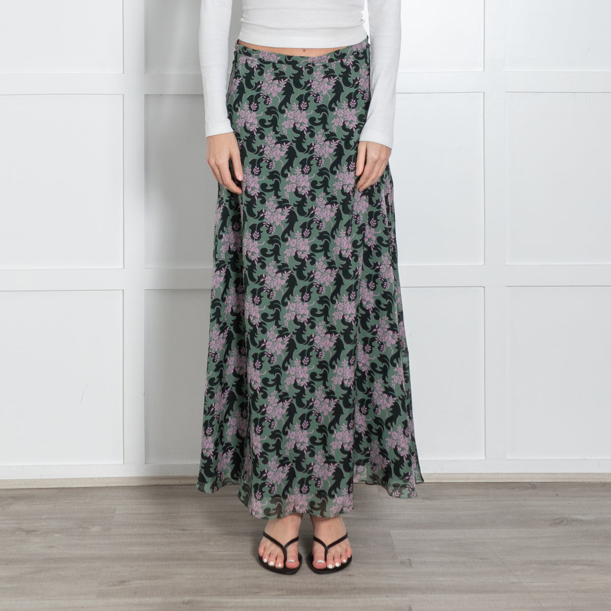 Ridley Green Black Pink Floral Skirt