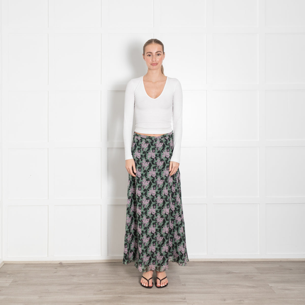 Ridley Green Black Pink Floral Skirt