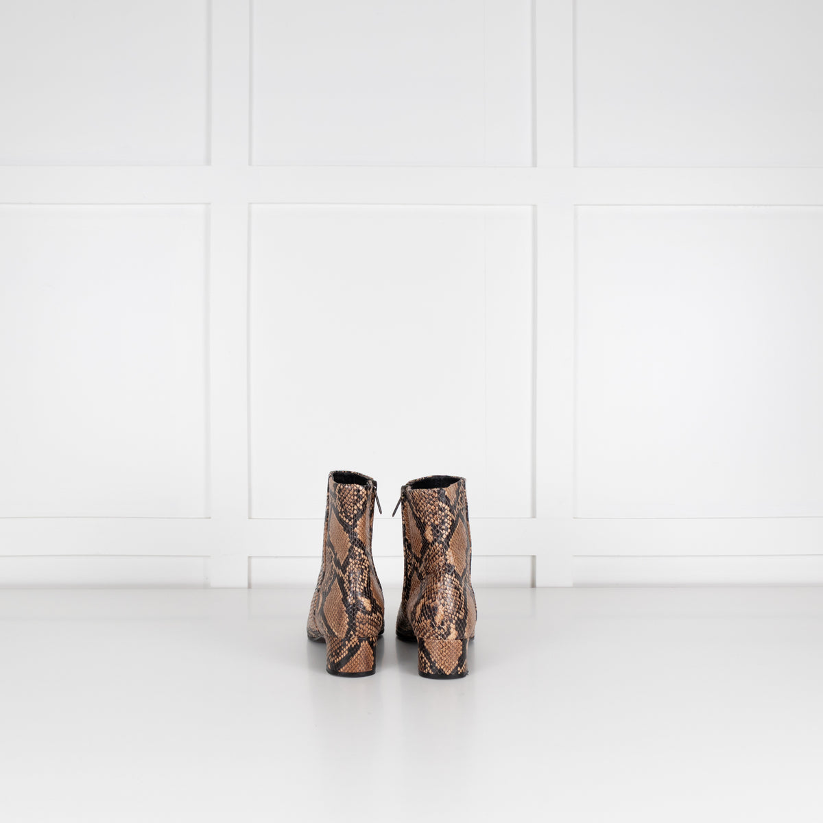 Me + Em Brown Snake Embossed Ankle Boots