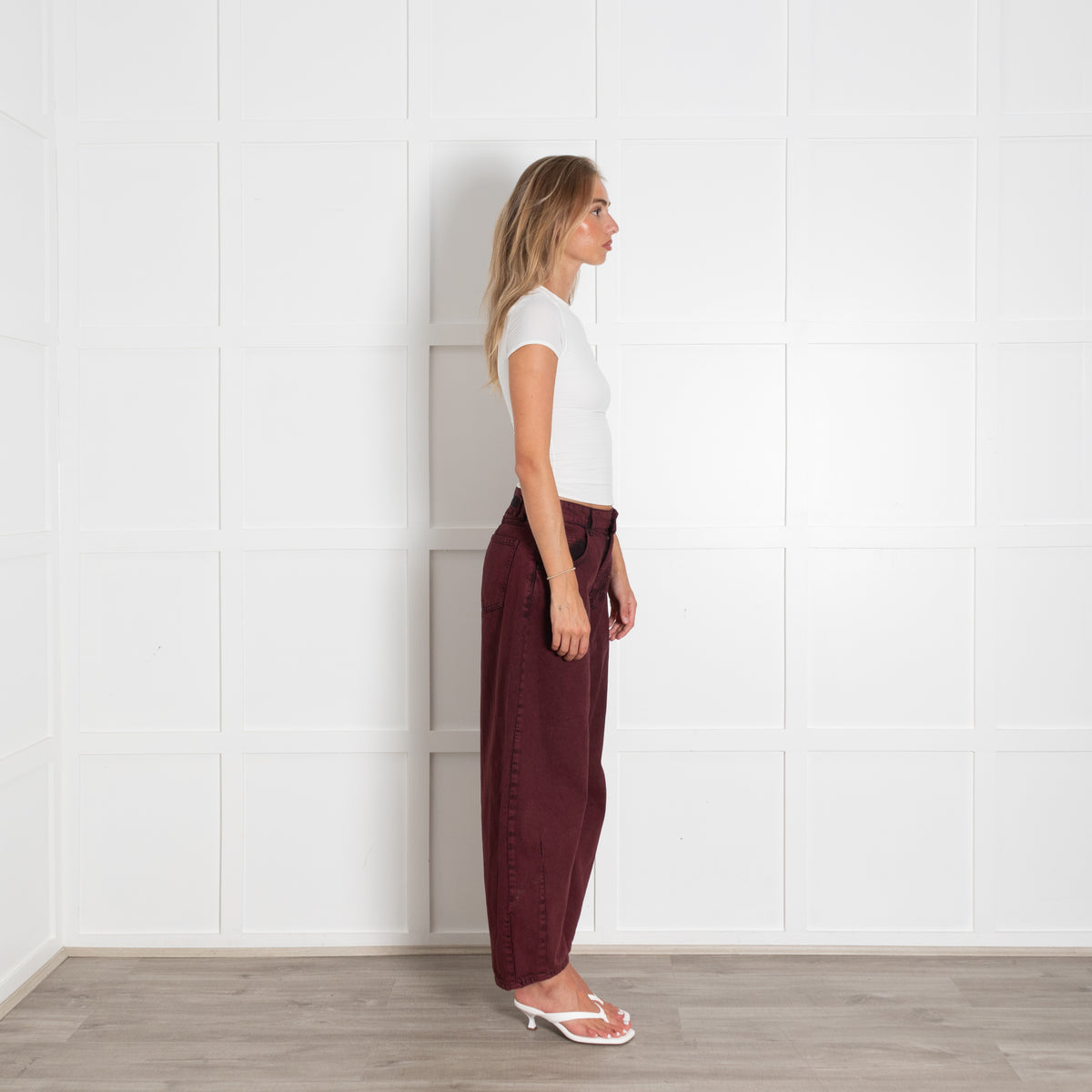 Essentiel Antwerp Burgundy Washed Black High Rise Barrel Leg Jeans UK 6