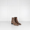 Me + Em Brown Snake Embossed Ankle Boots