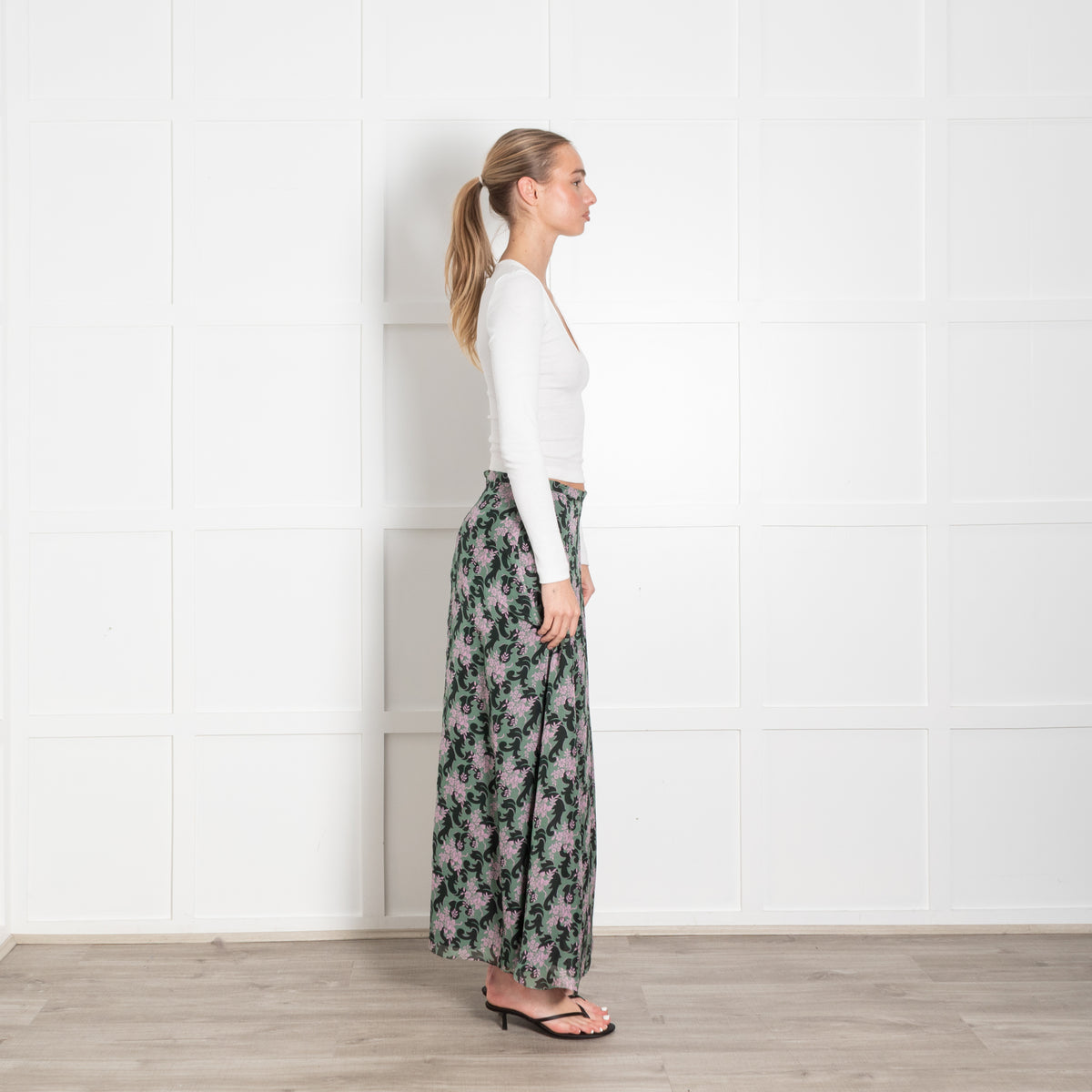 Ridley Green Black Pink Floral Skirt