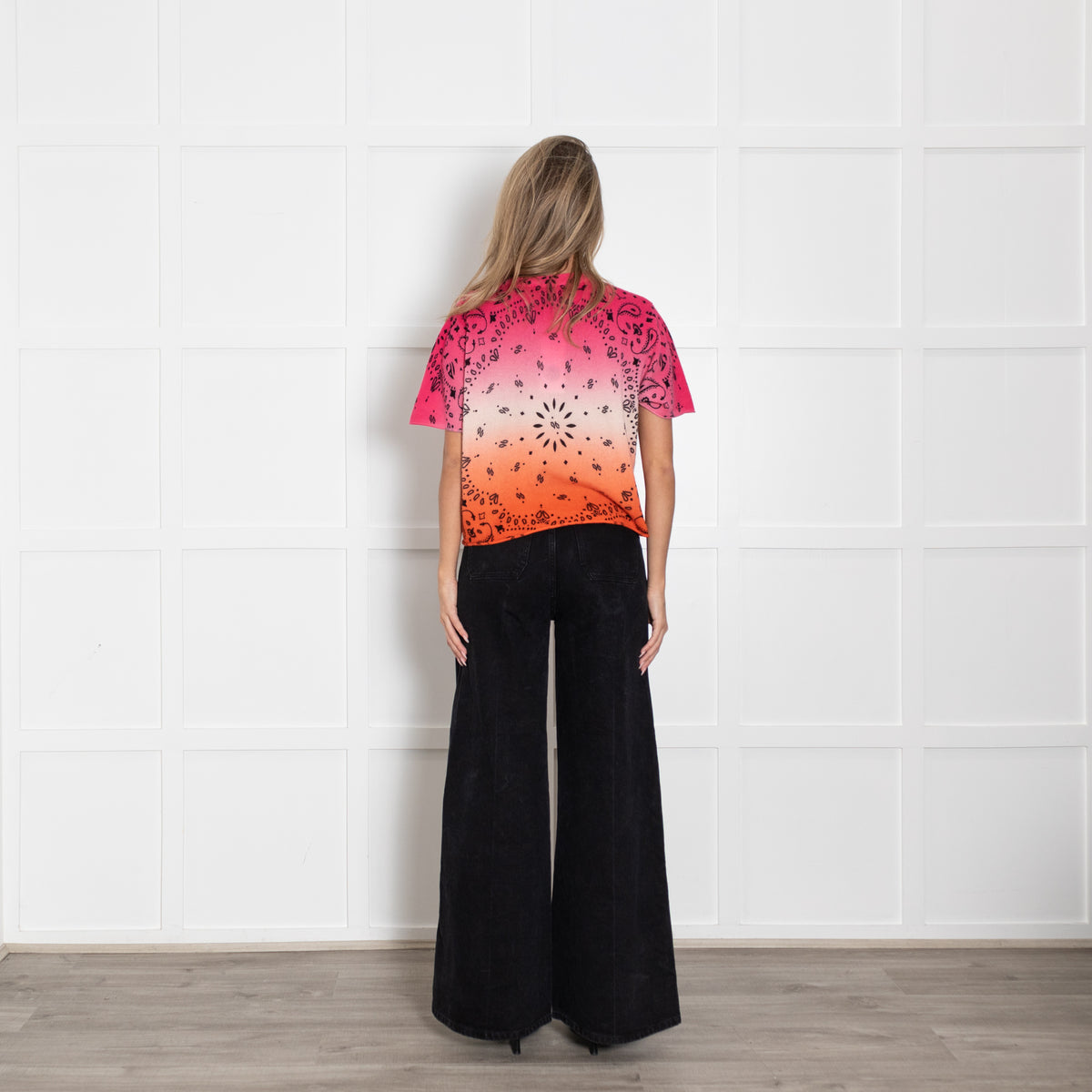 Kujten Pink Orange Black Print Cashmere Jumper