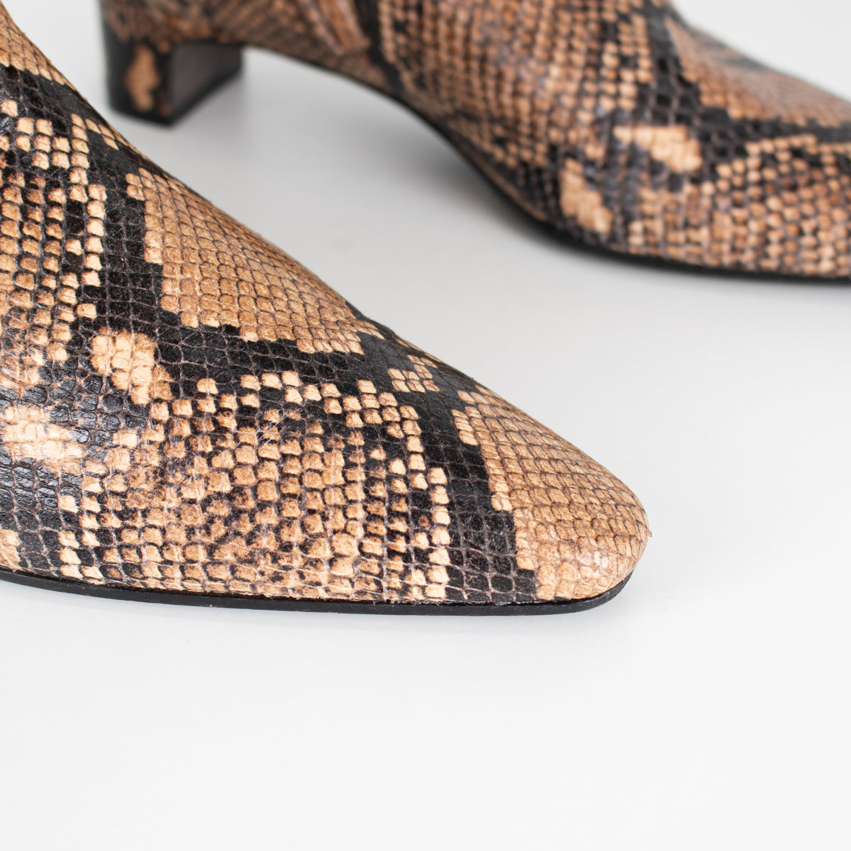 Me + Em Brown Snake Embossed Ankle Boots