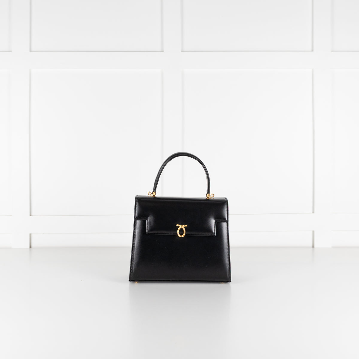 Launer London Black Traviata Top Handle Handbag