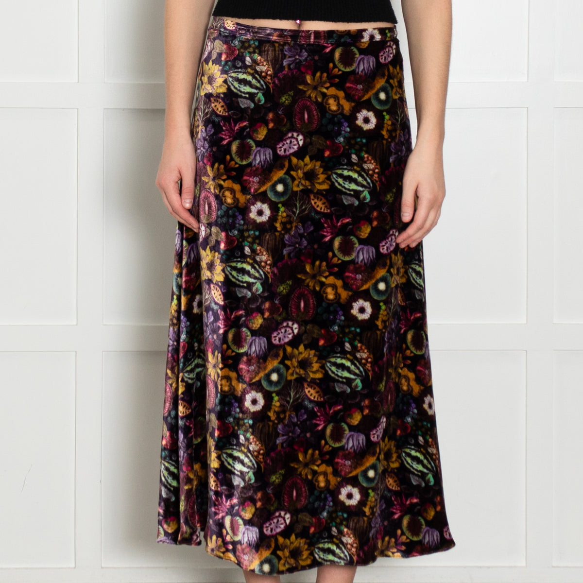 Ridley Purple Multi Floral Velvet Skirt