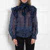 Ralph & Russo Blue Organza Ruffle Blouse