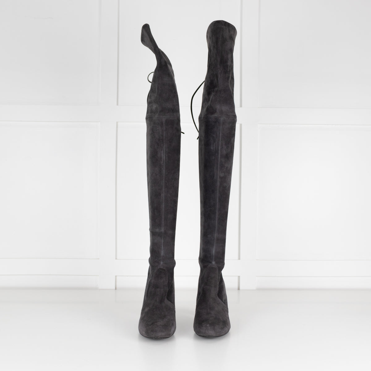 Stuart Weizman Grey Stretch Over Knee Boots