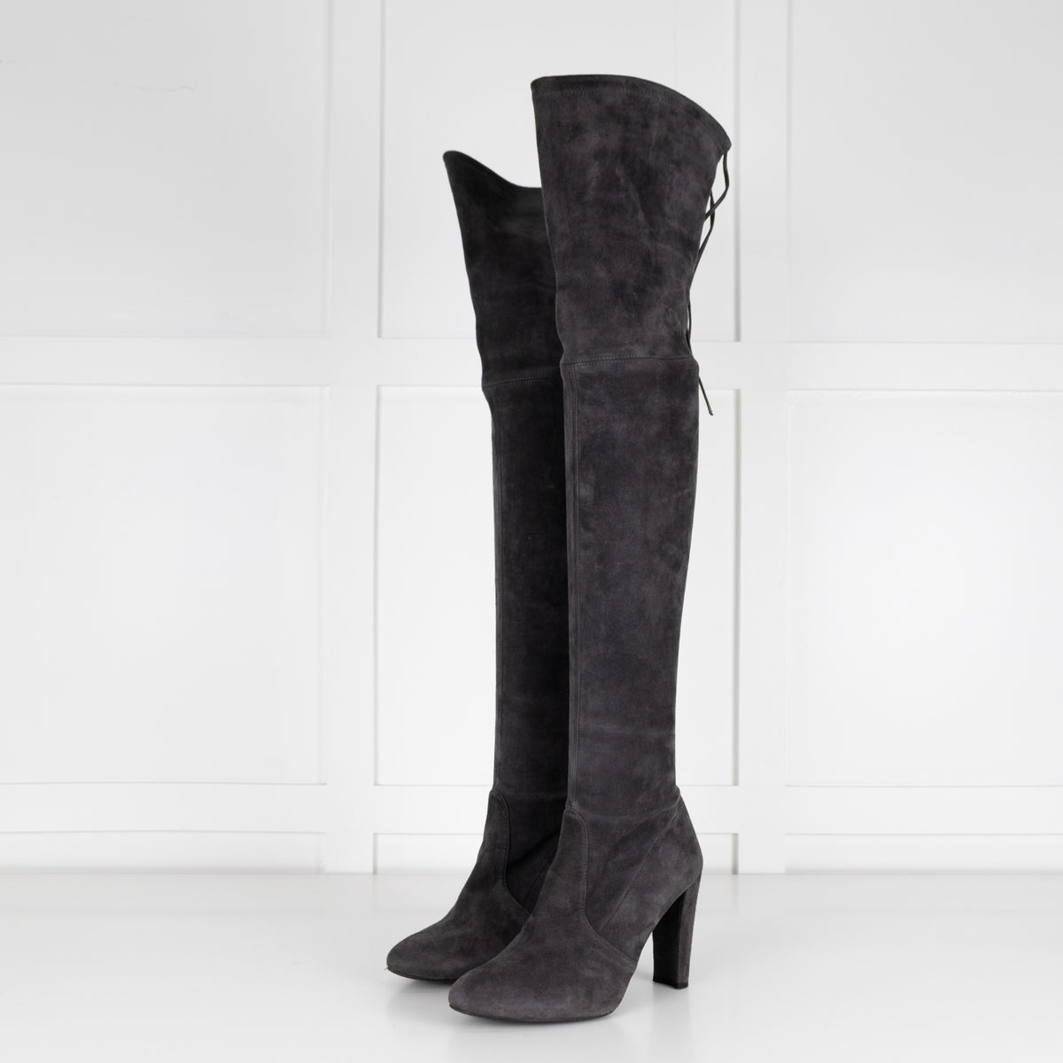 Stuart Weizman Grey Stretch Over Knee Boots
