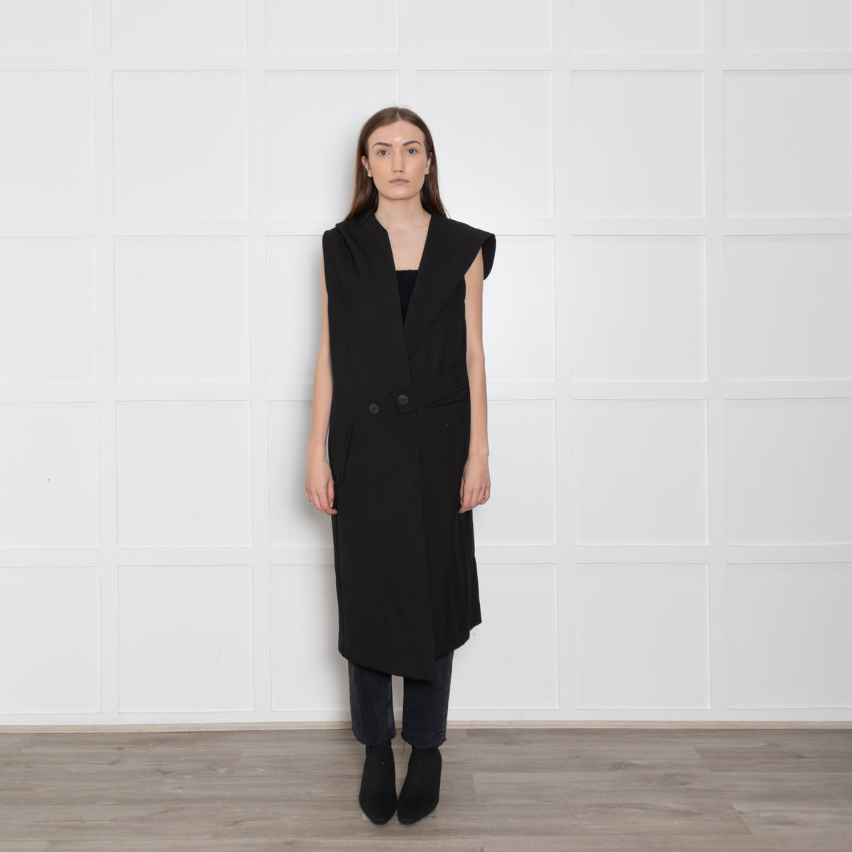 Ania Schierholt Black Hooded Gilet