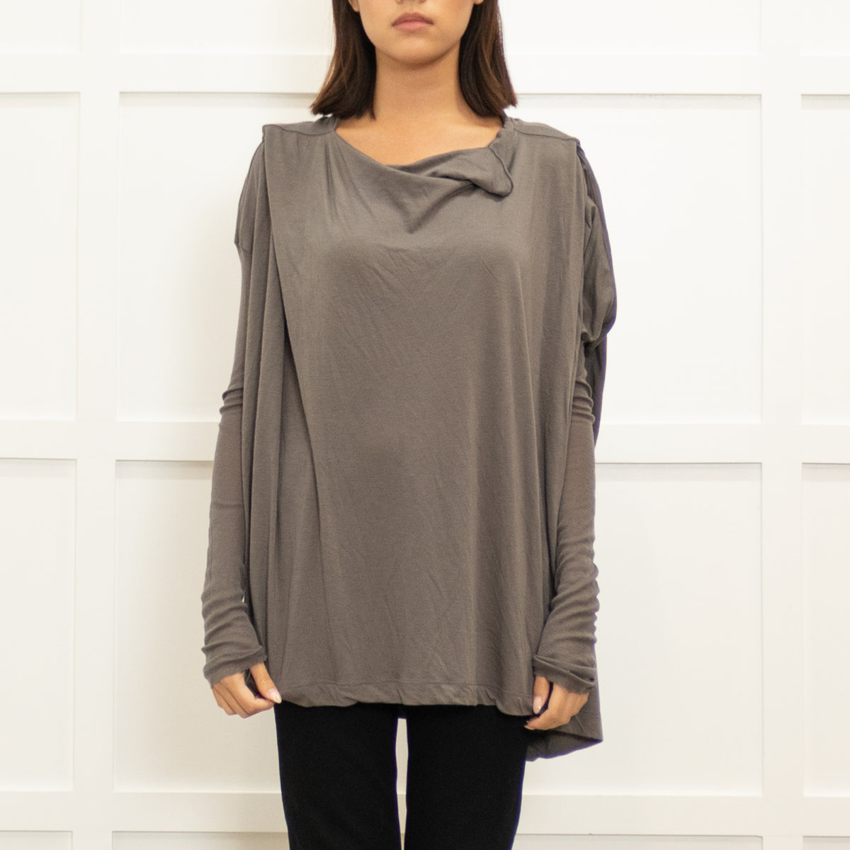 Rick Owens Grey Oversized Long Sleeve Top