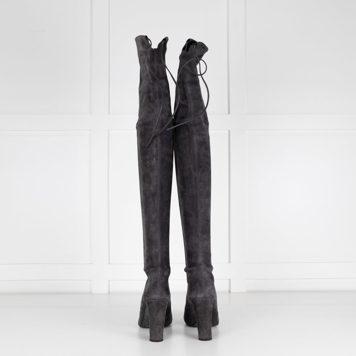 Stuart Weizman Grey Stretch Over Knee Boots