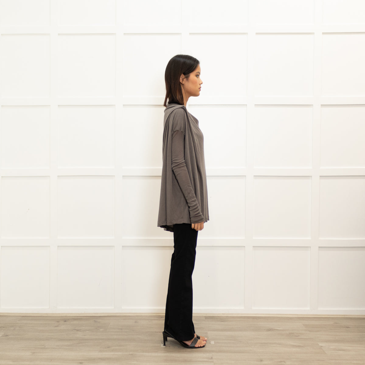 Rick Owens Grey Oversized Long Sleeve Top