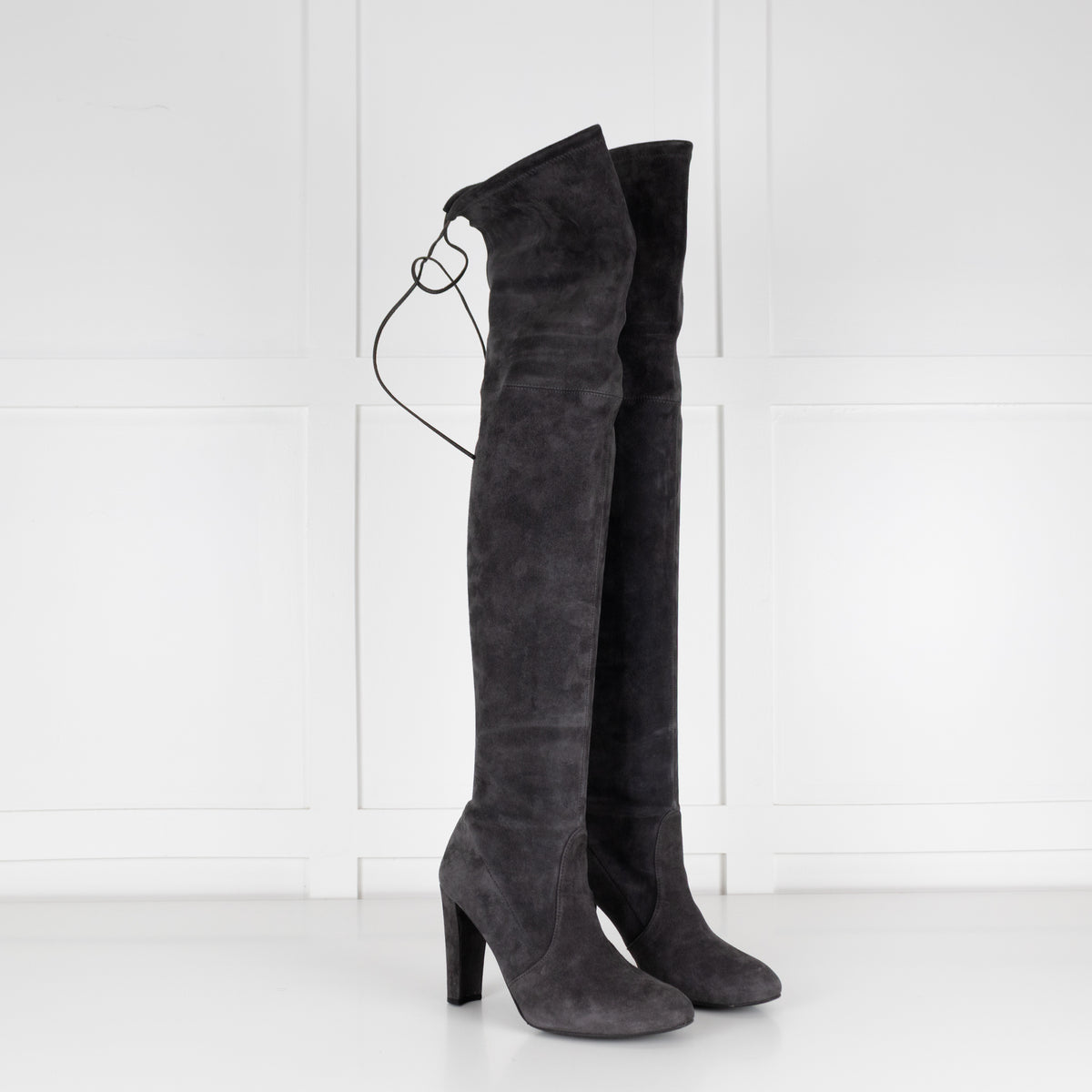 Stuart Weizman Grey Stretch Over Knee Boots