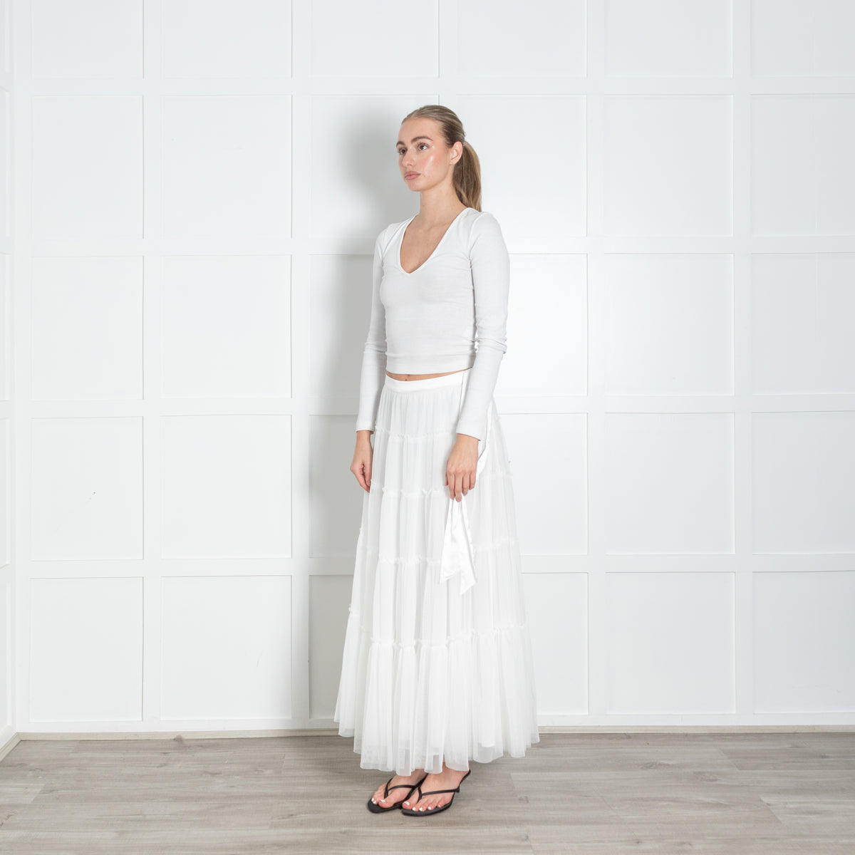 Love Shack Fancy White Tulle Net Skirt