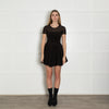 Maje Black Skater Style Mini Dress with Mesh Shoulders