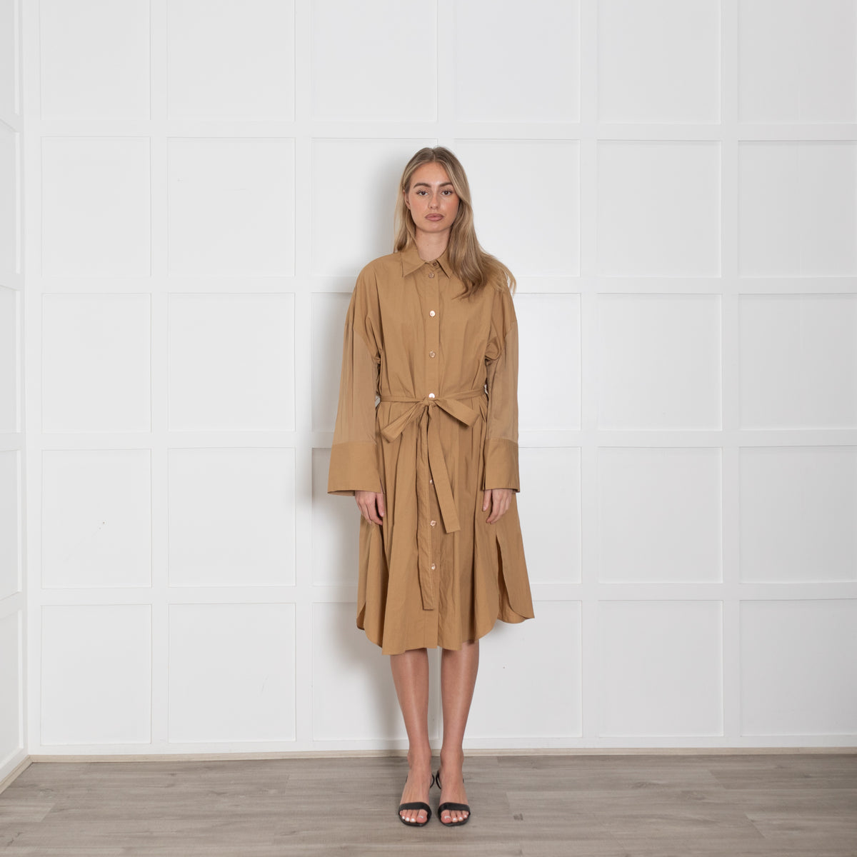 Joseph Camel Darwin Shirt Dress With  Belt