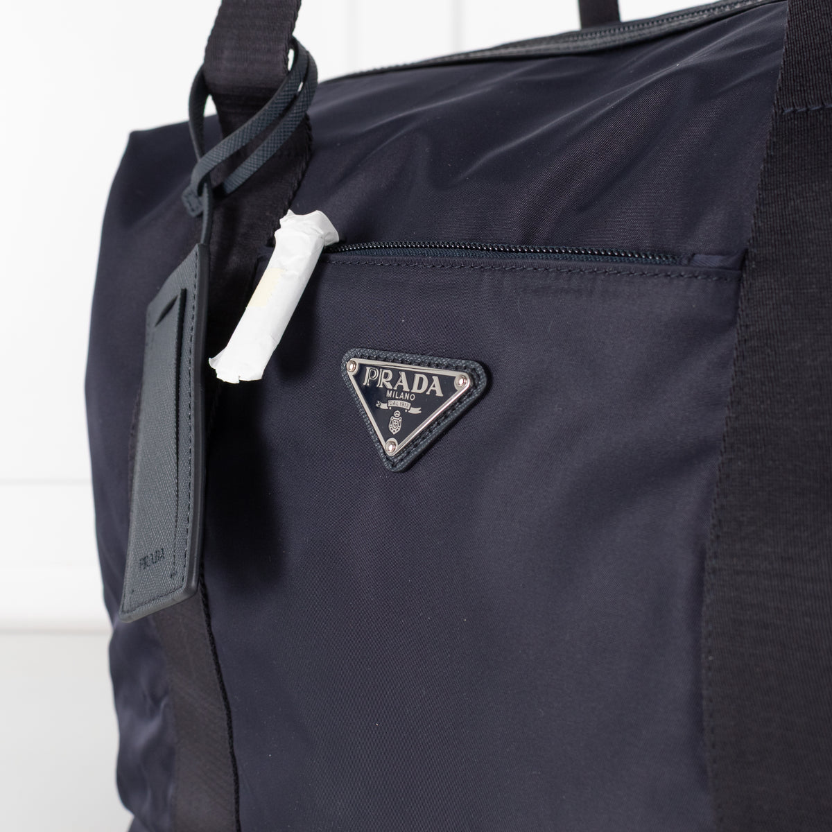 Prada Navy Re-Nylon and Saffiano Leather Duffle Bag