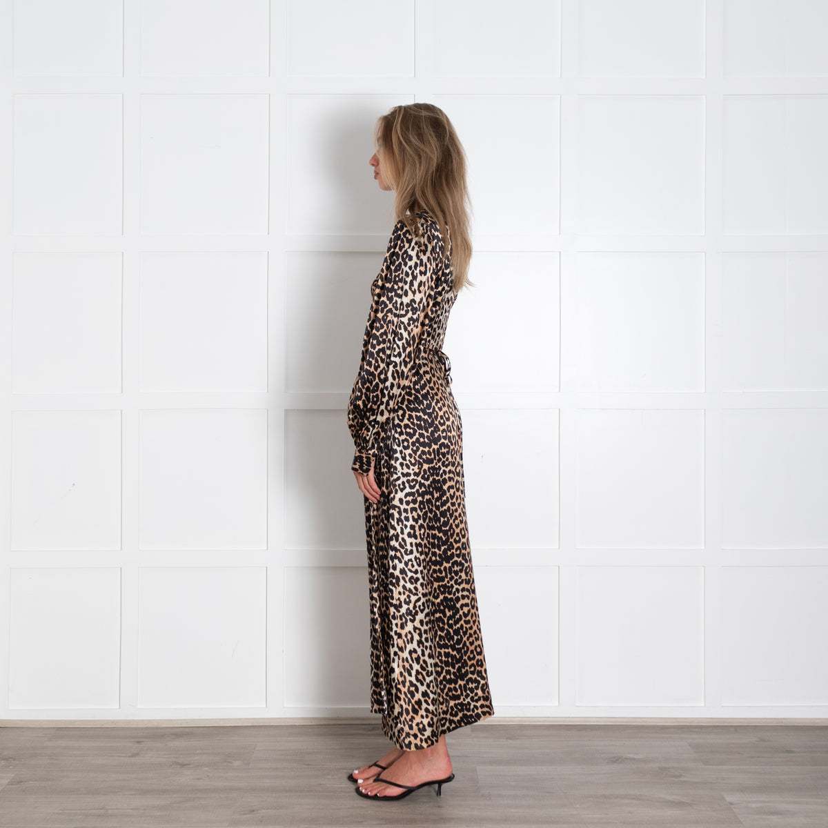 Ganni Silk Leopard Wrap Dress