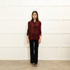 Ba&Sh Dark Red Black Zebra Print Sheer Blouse